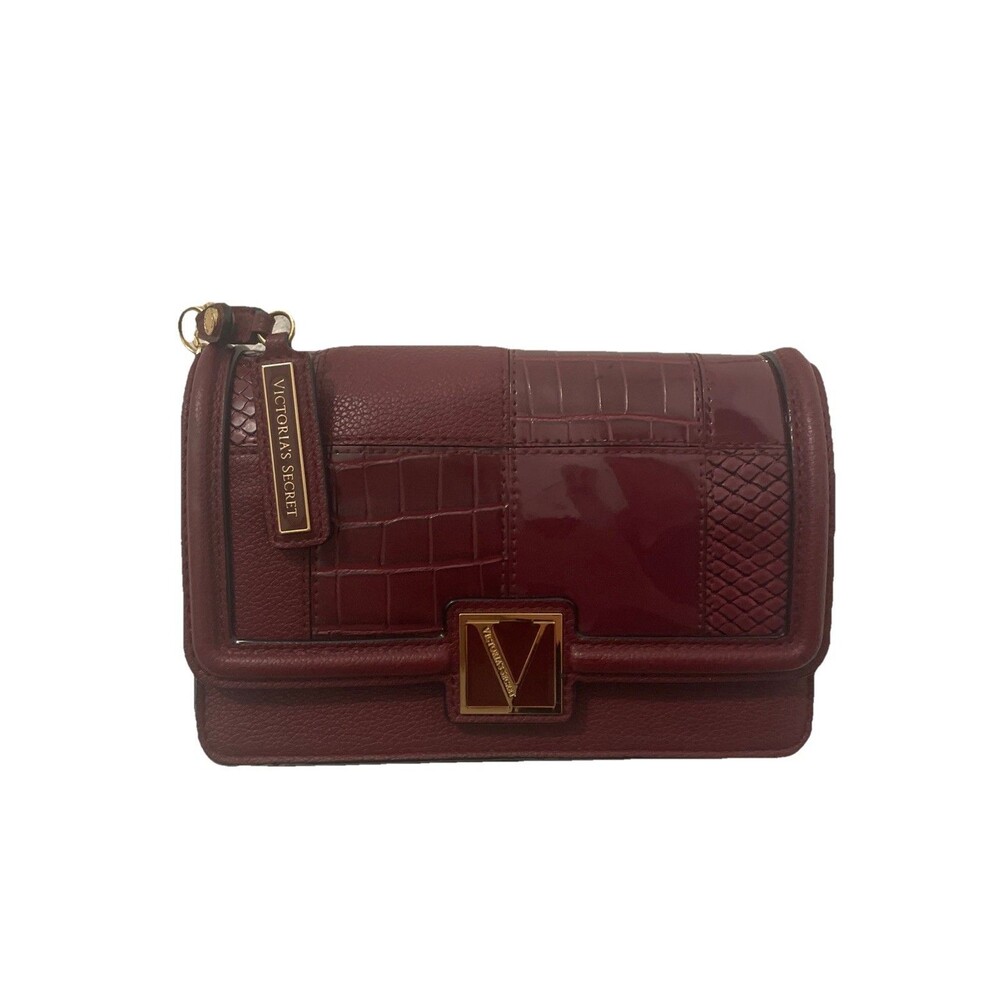 Victoria Secret Burgundy Handbag Crossbody Wallet On A Chain Strap Clutch WOC
